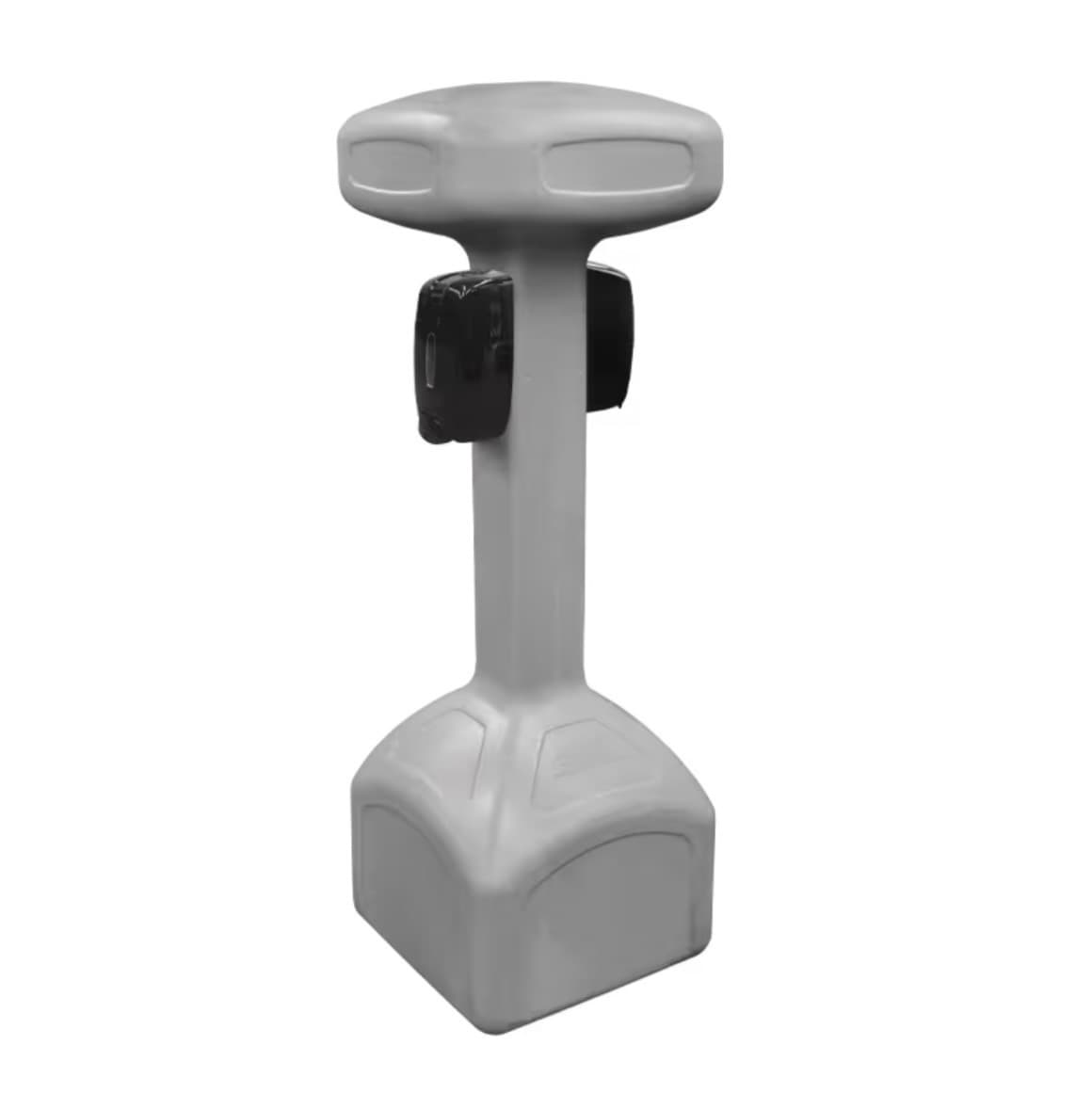 Two-station freestanding hand sanitizer dispenser stand with foot-pump operation for touch-free use
